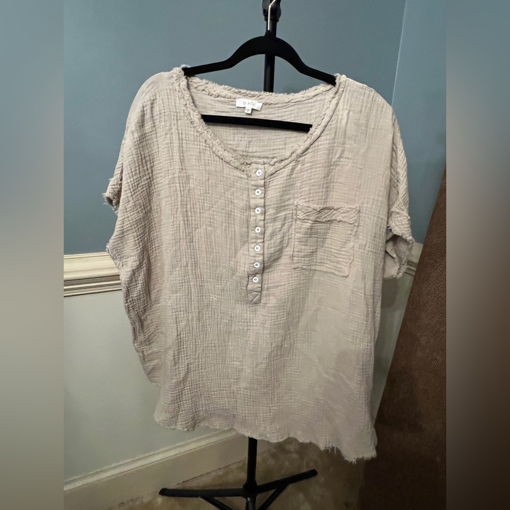 LA MIEL Beige Button-Down‎ Shirt large